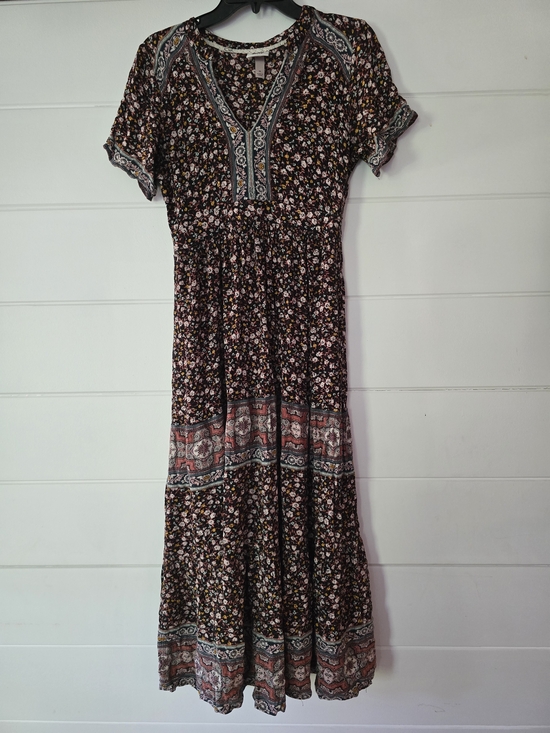 Knox Rose Dresses & Skirts - Knox Rose Brown Floral Maxi Dress with Pink and Cream Accents Boho Medium